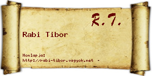 Rabi Tibor névjegykártya